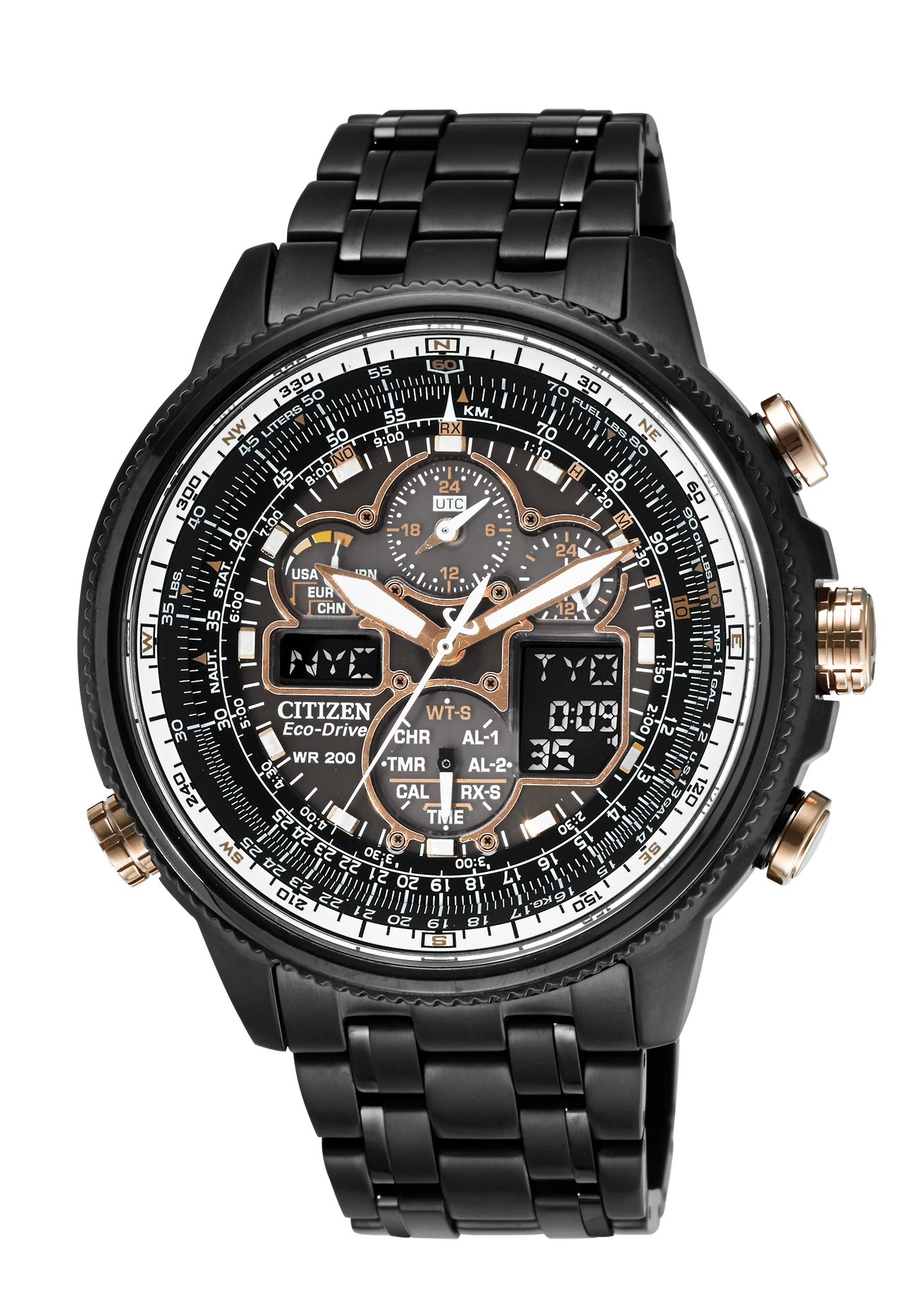 Promaster Navihawk A-T Black Dial Stainless Steel Bracelet JY8035